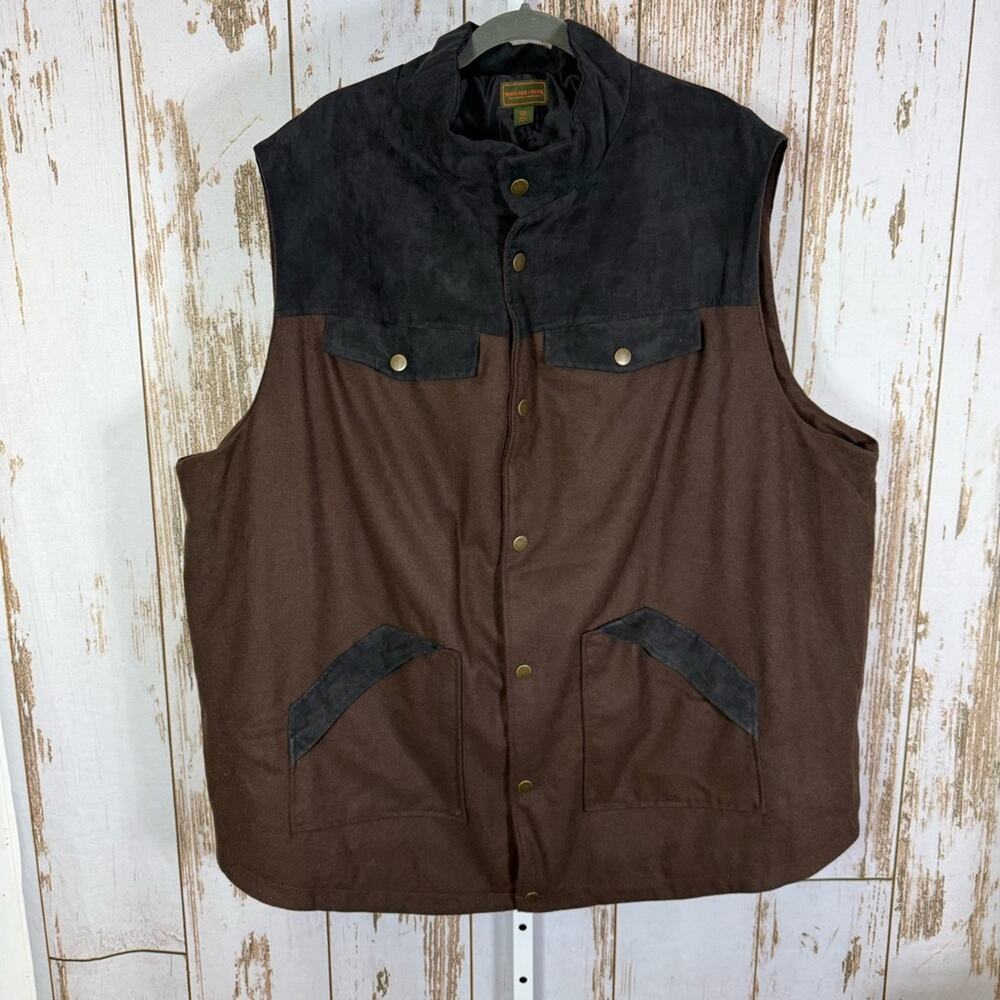 Boulder Creek, Men's Brown Wool Blend and Black Faux Suede Vest. Size 3XLT